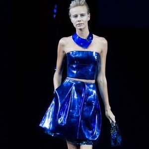 Emporio Armani Blue Metallic Crop Top Spring 2015